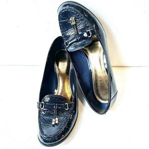 Lauren Ralph Lauren Women's Size 10 B Wedge Pump Navy Blue Patent Leather Heels